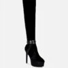 BISON Black High Platform Heeled Long Boots