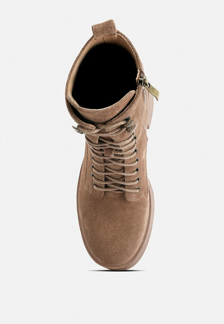 Carmac High Ankle Platform Boots In Tan - Image 3