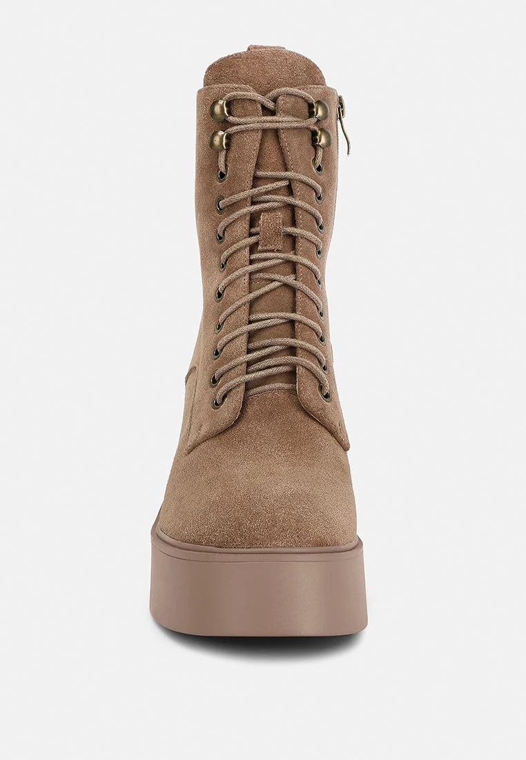 Carmac High Ankle Platform Boots In Tan - Image 6