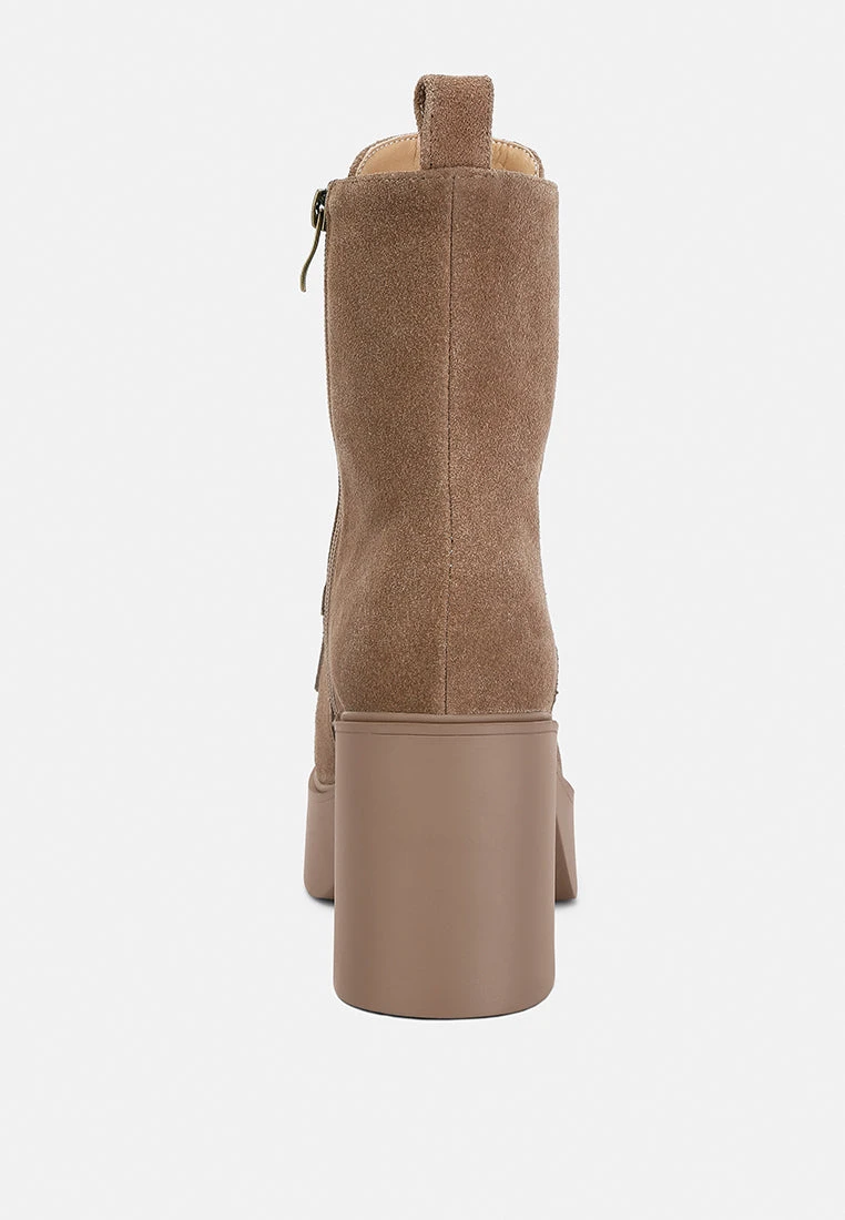 Carmac High Ankle Platform Boots In Tan - Image 5