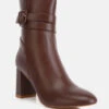 Cobra Buckle Strap Embellished Boots In Brown
