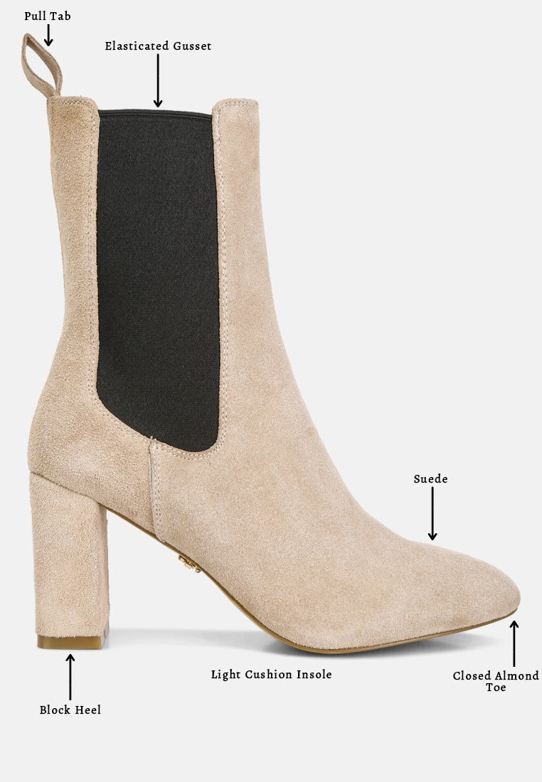 Gaven Suede High Ankle Chelsea Boots In Sand - Image 8
