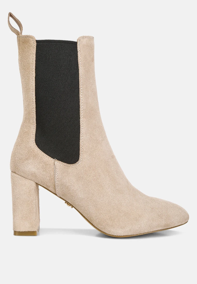 Gaven Suede High Ankle Chelsea Boots In Sand - Image 2