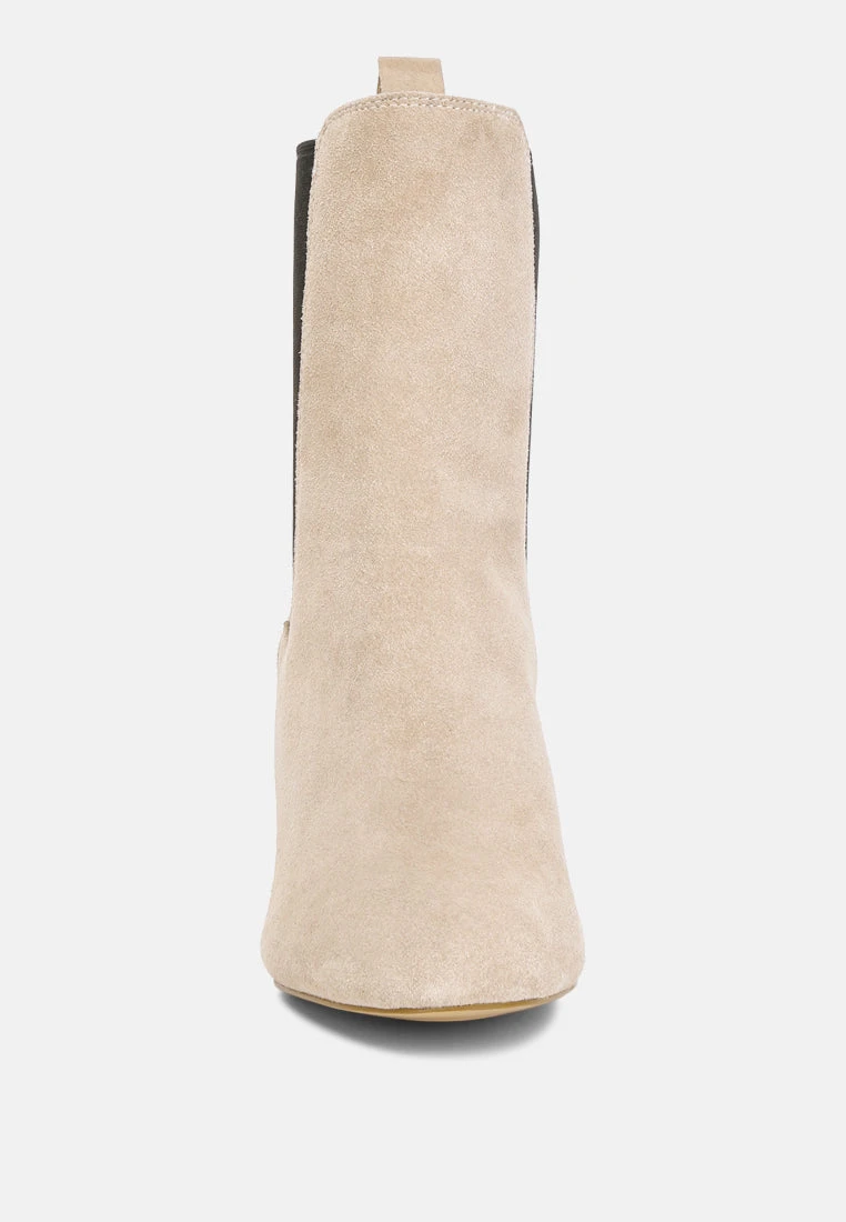 Gaven Suede High Ankle Chelsea Boots In Sand - Image 3