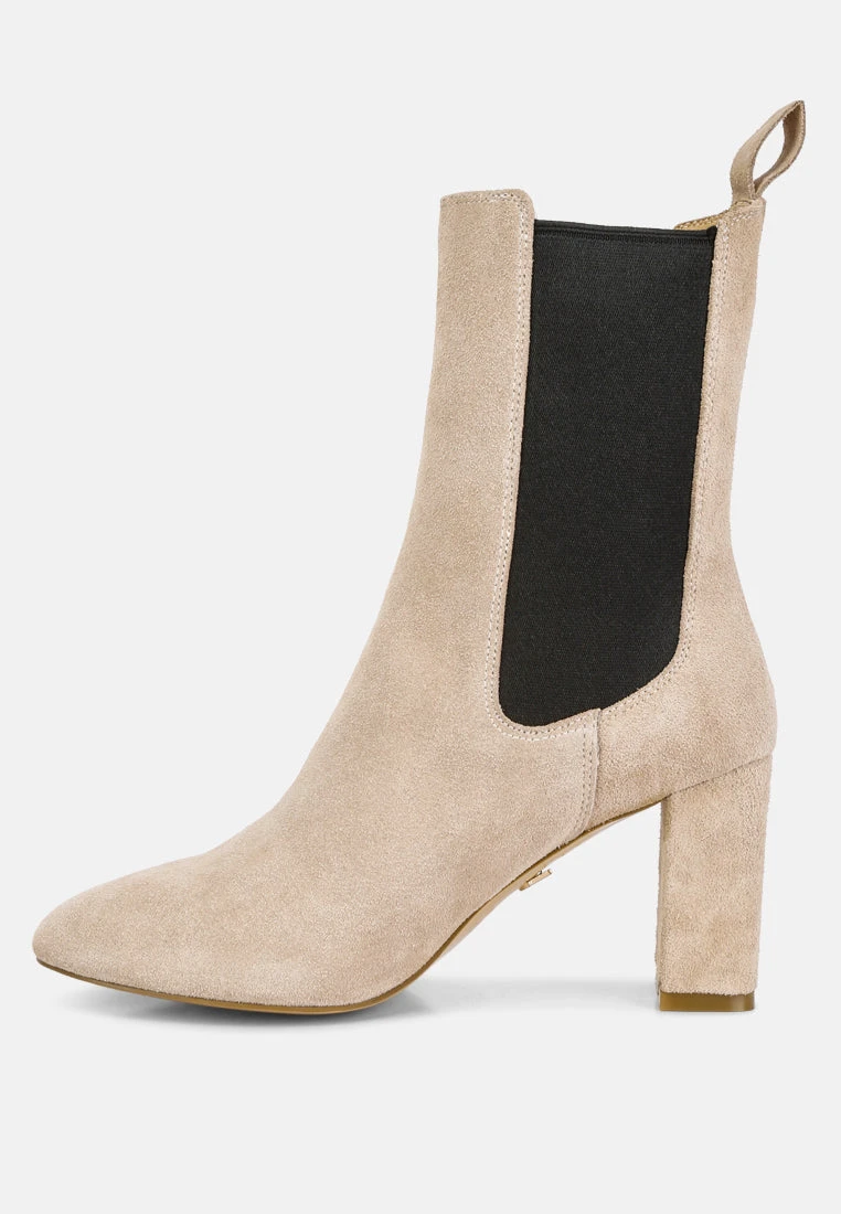 Gaven Suede High Ankle Chelsea Boots In Sand - Image 4