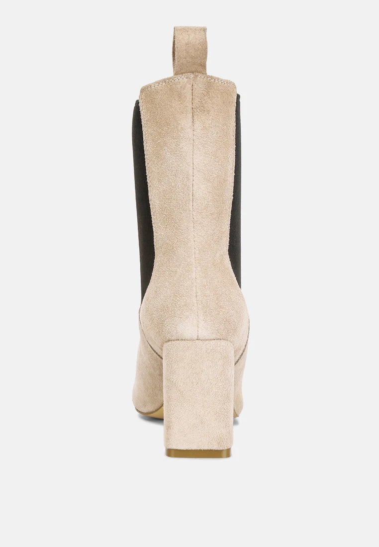 Gaven Suede High Ankle Chelsea Boots In Sand - Image 5