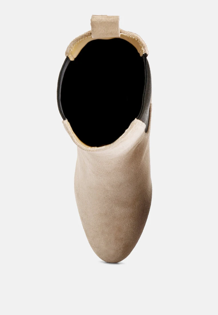 Gaven Suede High Ankle Chelsea Boots In Sand - Image 6