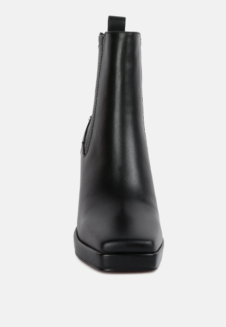 Grape-vine High Heeled Leather Boot In Black - Image 3