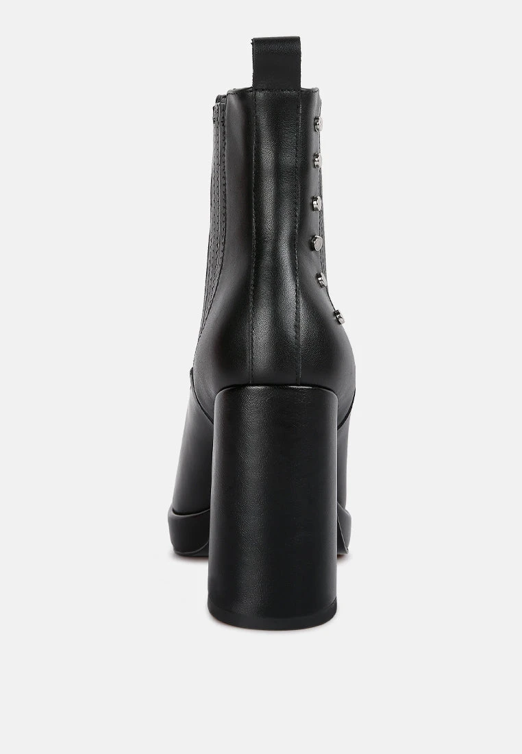 Grape-vine High Heeled Leather Boot In Black - Image 5