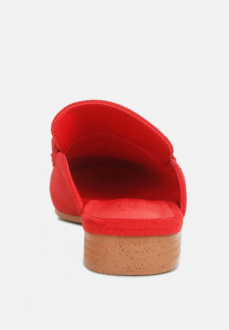KRIZIA Chunky Chain Suede Slip On Mules In Red - Image 5