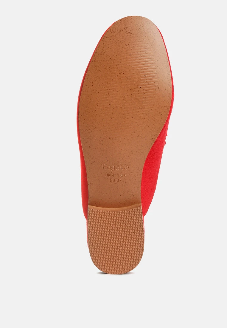 KRIZIA Chunky Chain Suede Slip On Mules In Red - Image 7
