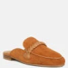 Lavinia Suede Leather Braided Detail Mules In Tan