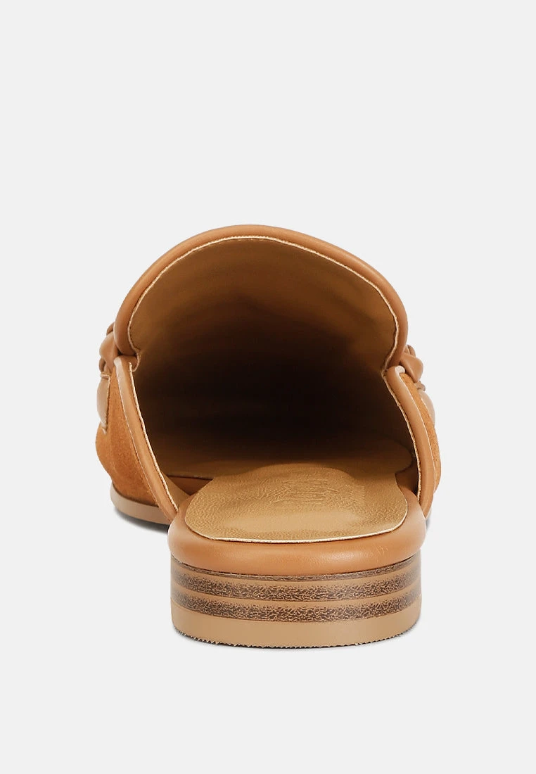 Lavinia Suede Leather Braided Detail Mules In Tan - Image 5