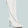 TSAROH Zip Around Calf Boot In White